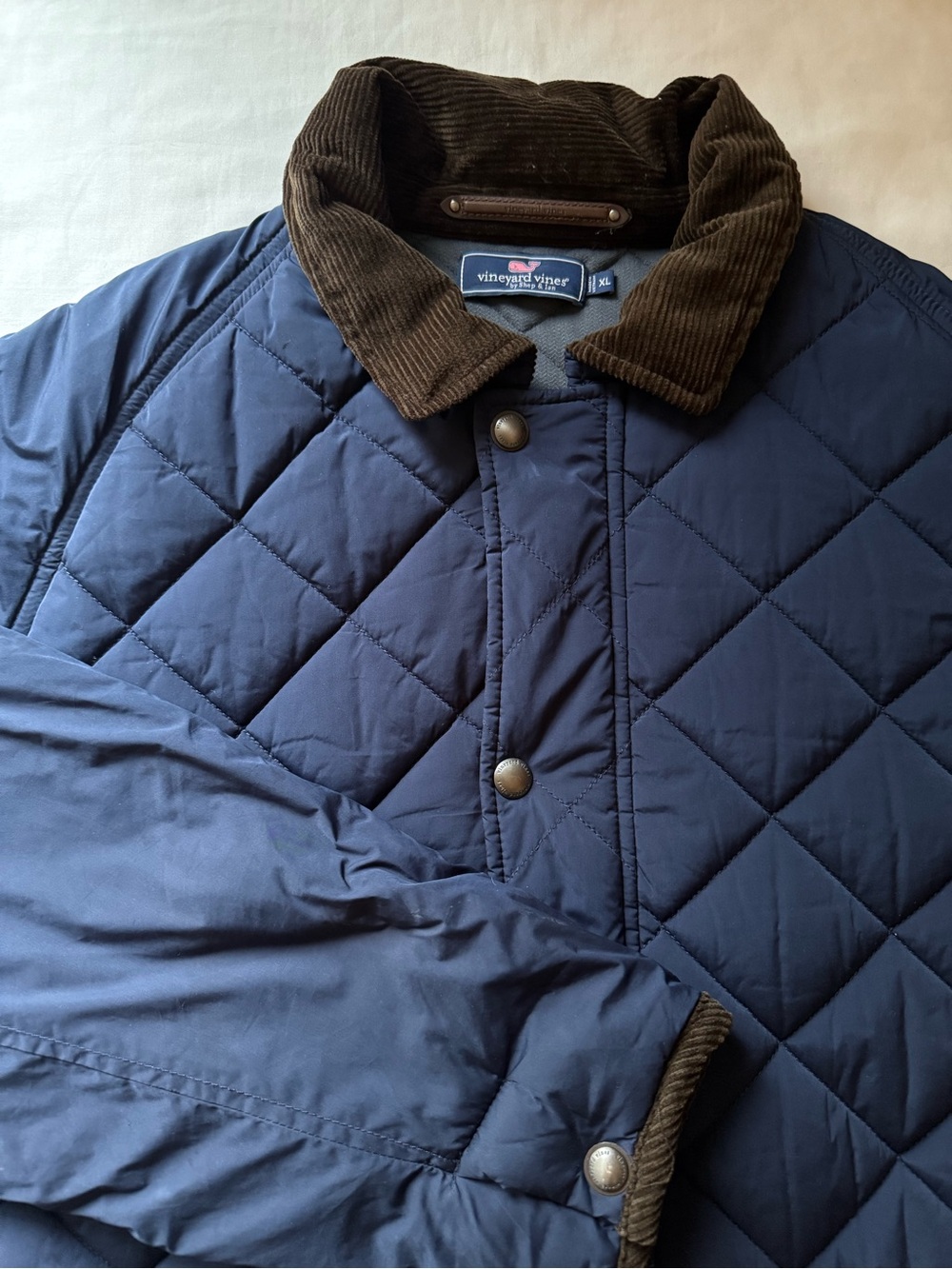 Vineyard Vines Men's Vineyard Navy Solid Quilted Full Zip Jacket Size XL